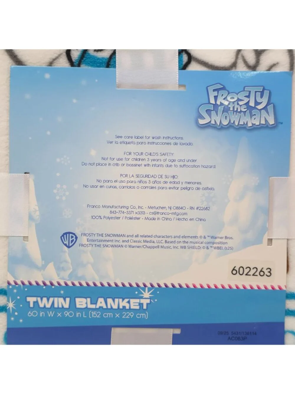Frosty The Snowman Plush Twin Blanket 60